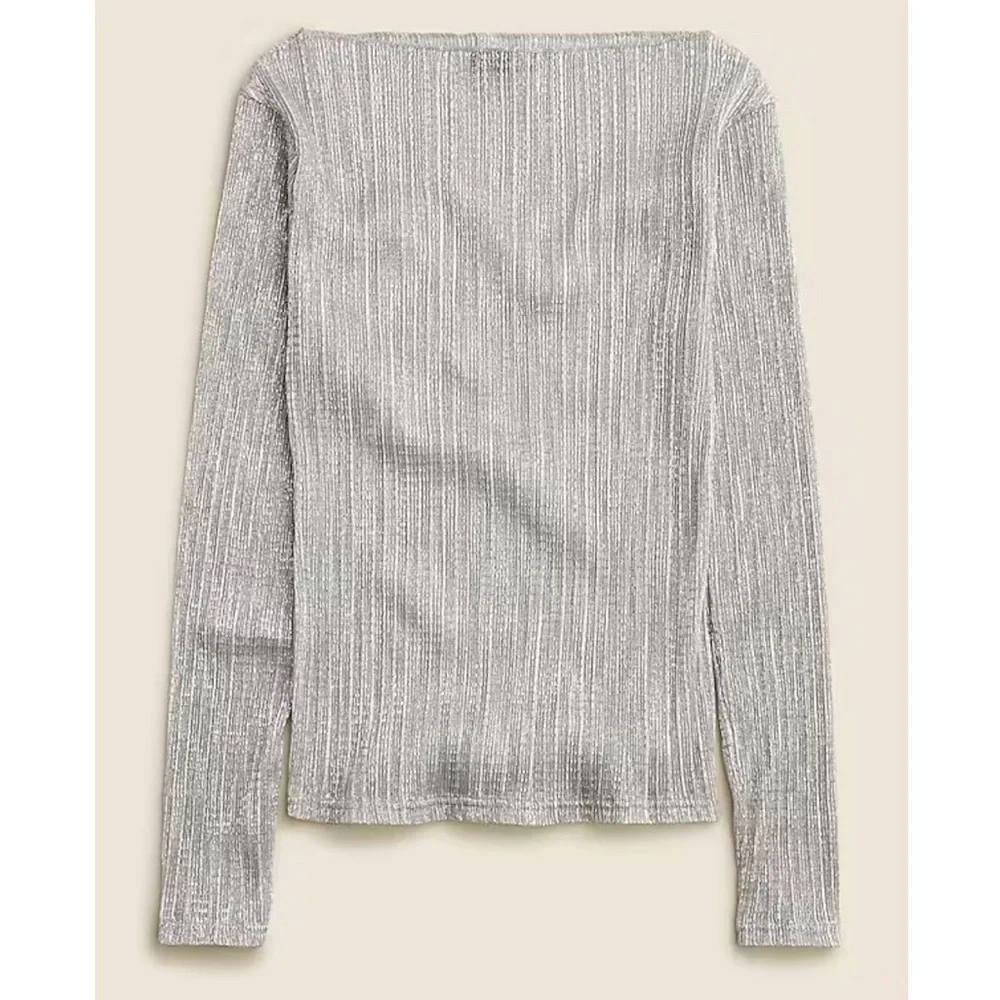 J. CREW Sheer metallic boatneck top Stainless Steel Gossamer CD525